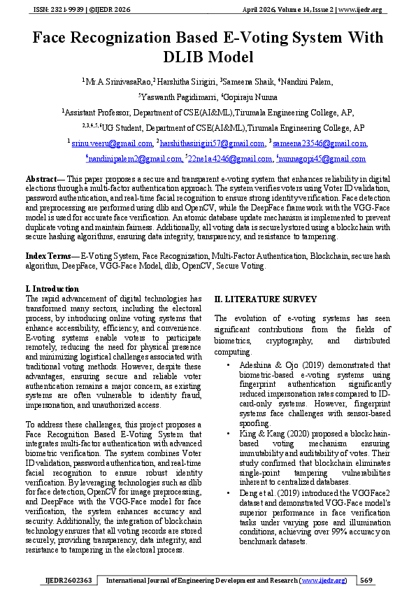 (PDF) Face Recognization Based E-Voting System With DLIB Model