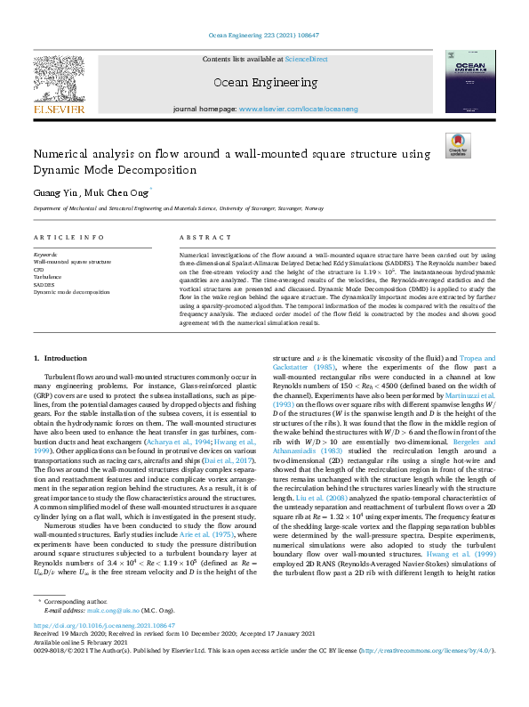 (PDF) Numerical analysis on flow around a wall-mounted square structure ...