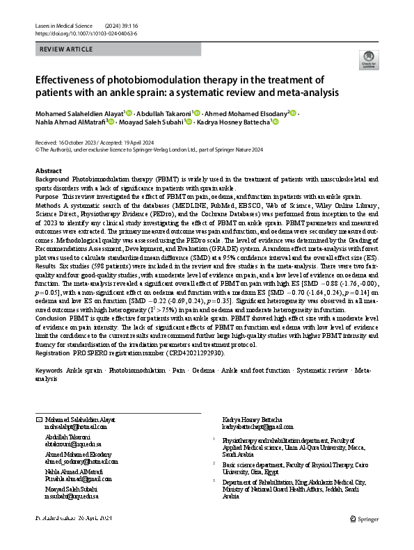 (PDF) Effectiveness of photobiomodulation therapy in the treatment of ...