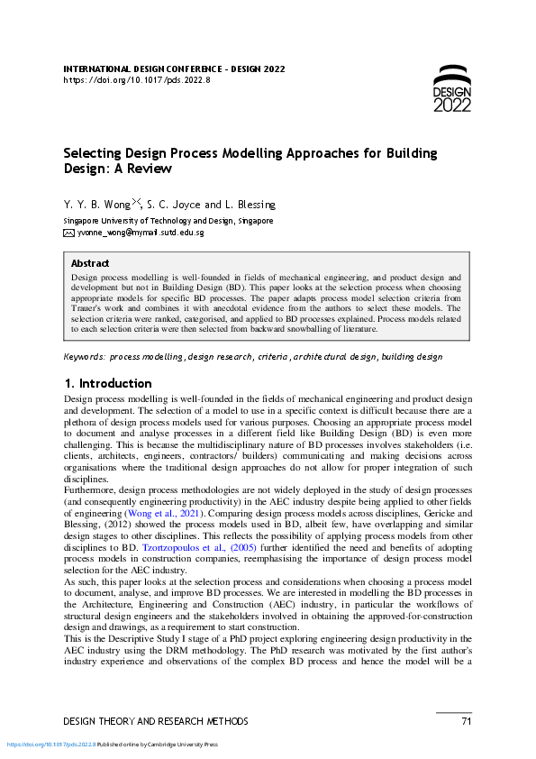 (PDF) Selecting Design Process Modelling Approaches for Building Design ...