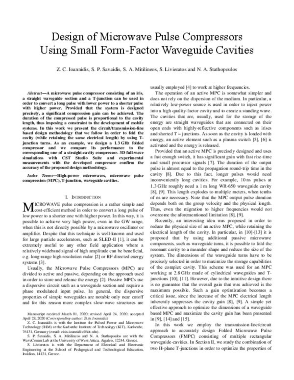 (PDF) Design of Microwave Pulse Compressors Using Small Form-Factor ...