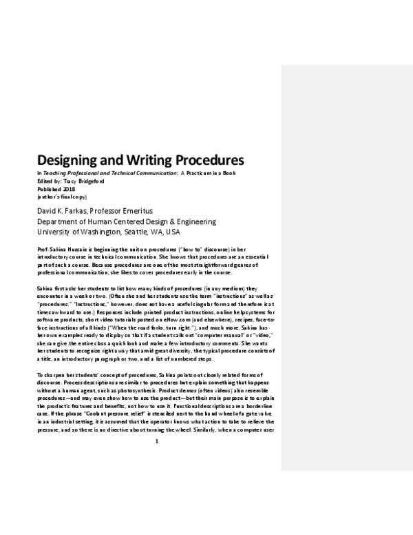 (PDF) Designing and Writing Procedures In Teaching Professional and ...