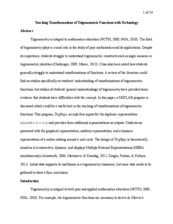 (PDF) Teaching Transformations of Trigonometric Functions with Technology
