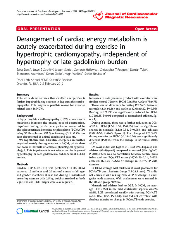 (PDF) Derangement of cardiac energy metabolism is acutely exacerbated ...