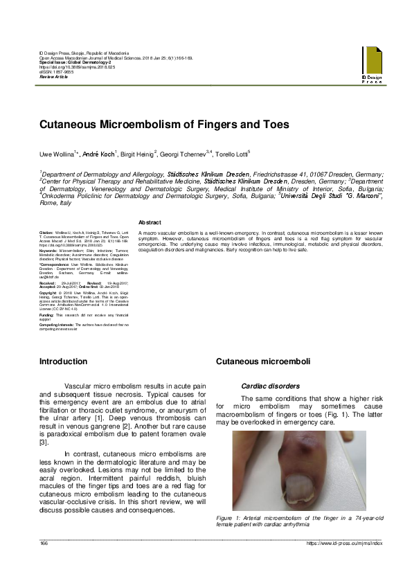 (PDF) Cutaneous Microembolism of Fingers and Toes