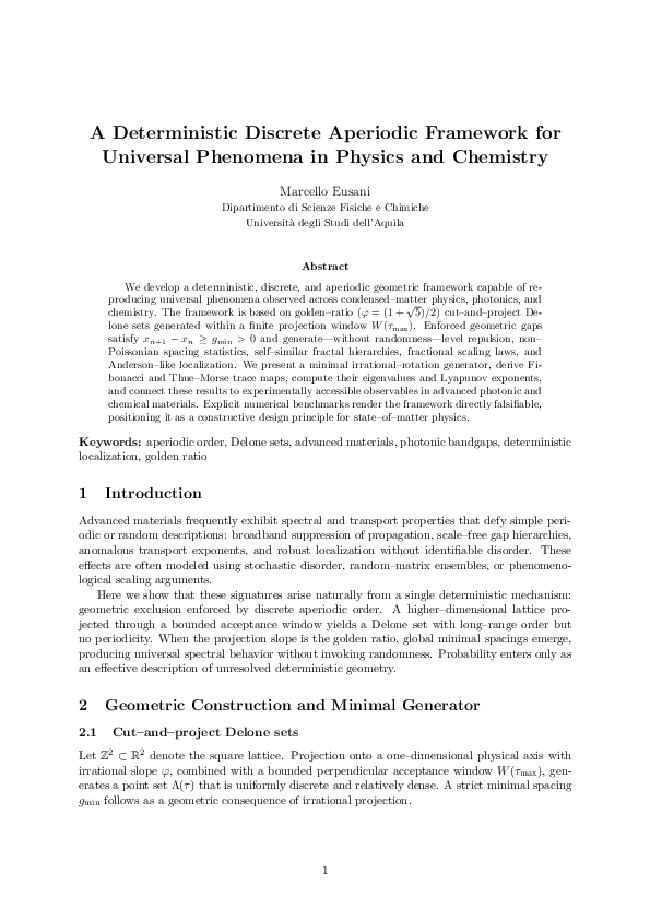 (PDF) A Deterministic Discrete Aperiodic Framework for Universal ...