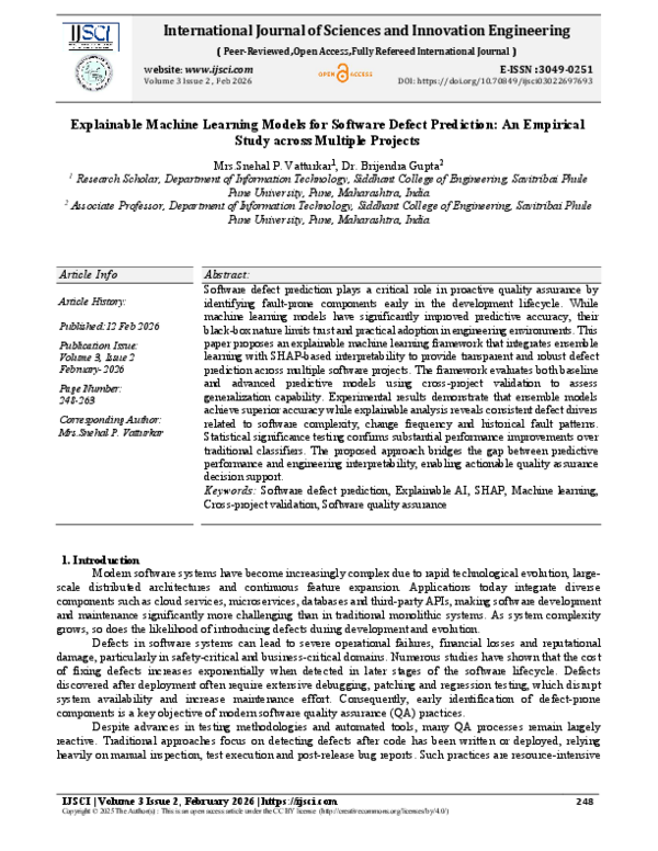 (PDF) Explainable Machine Learning Models for Software Defect ...
