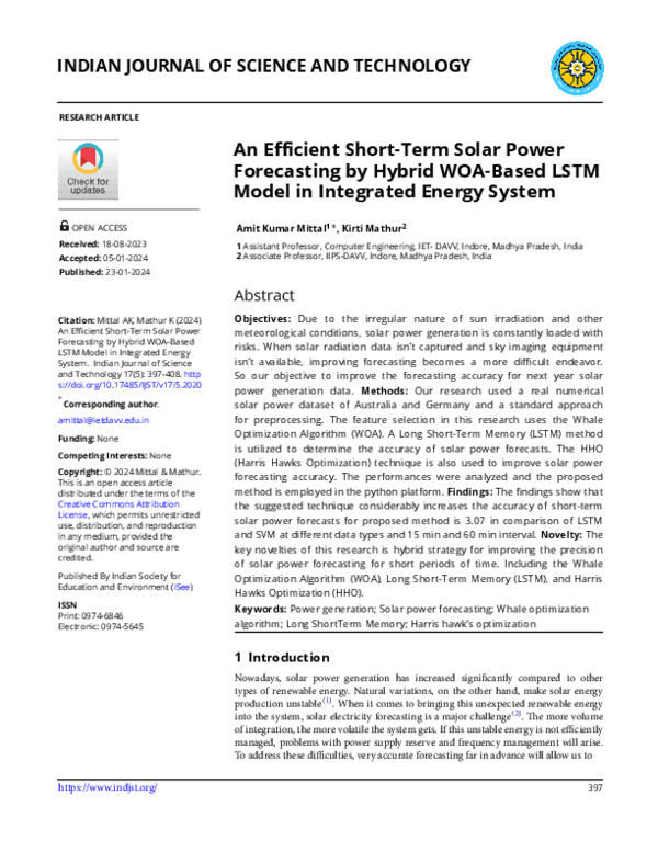 (PDF) An Efficient Short-Term Solar Power Forecasting by Hybrid WOA ...