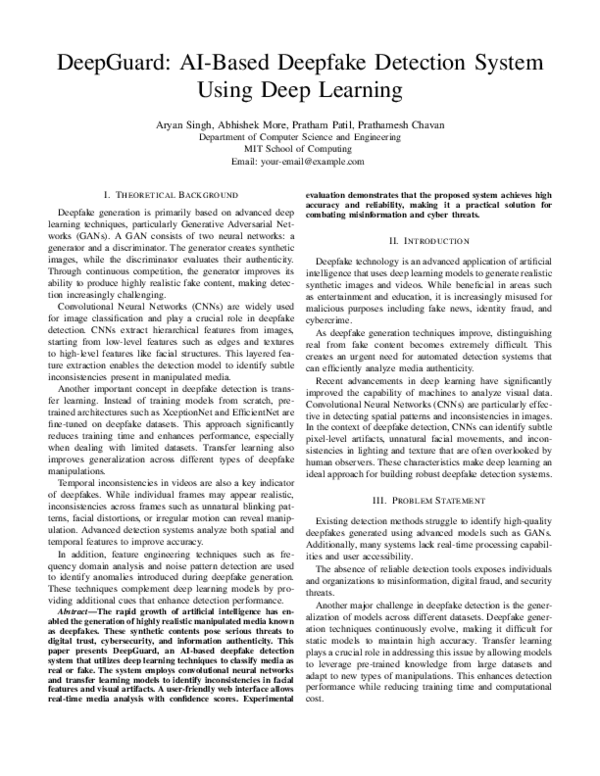(PDF) DeepGuard: AI-Based Deepfake Detection System Using Deep Learning