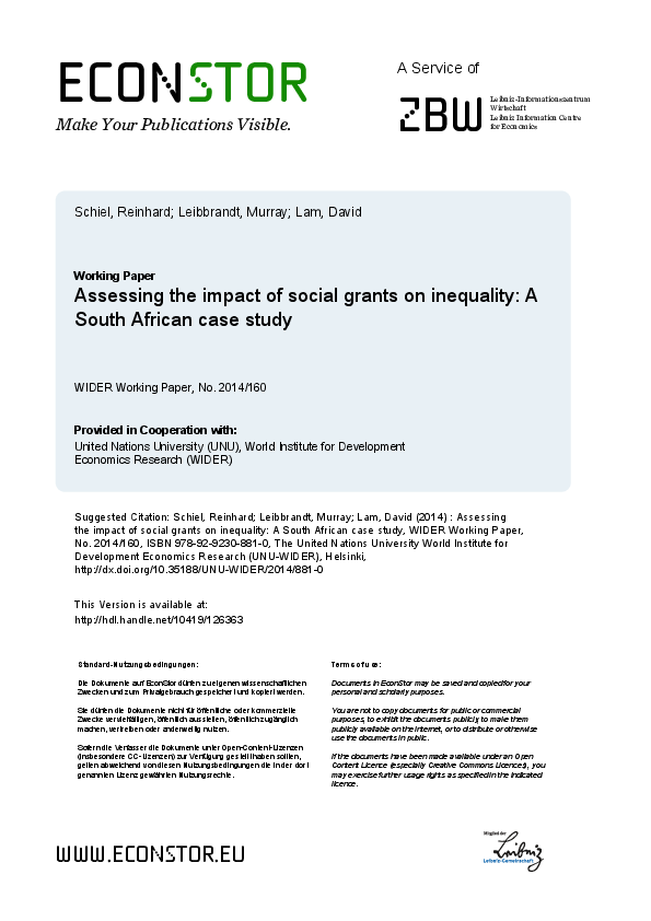 (PDF) Assessing the Impact of Social Grants on Inequality: A South ...
