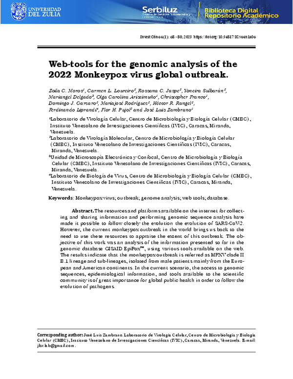 (PDF) Web-tools for the genomic analysis of the 2022 Monkeypox virus ...