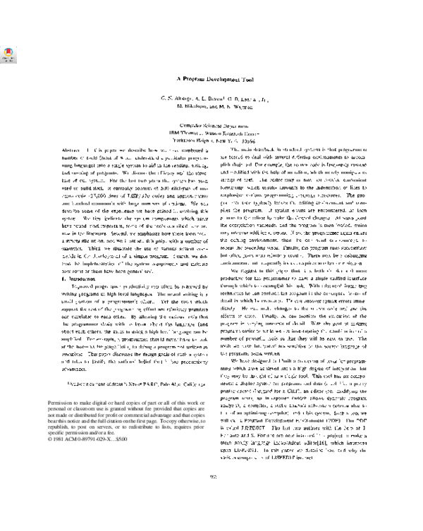 (PDF) A program development tool