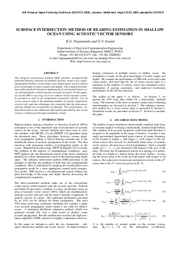 (PDF) Subspace intersection method of bearing estimation based on least ...