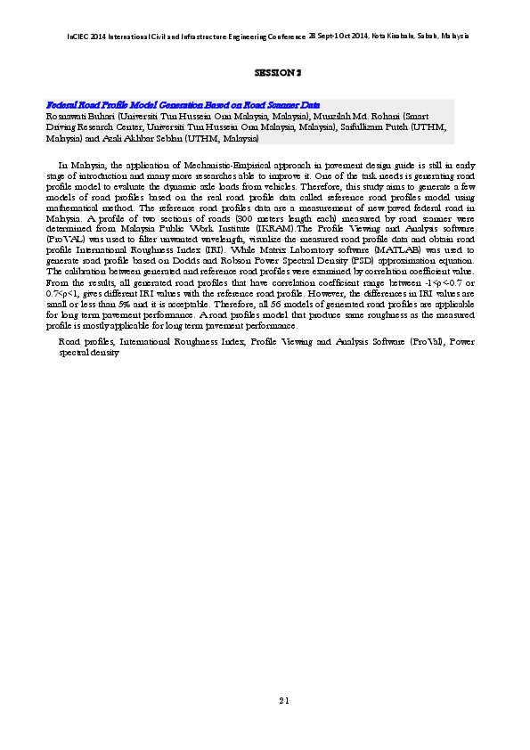 (PDF) Federal Road Profile Model Generation Based on Road Scanner Data