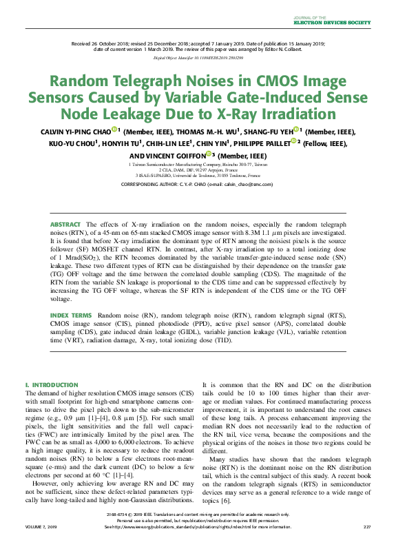 (PDF) Random Telegraph Noises in CMOS Image Sensors Caused by Variable ...