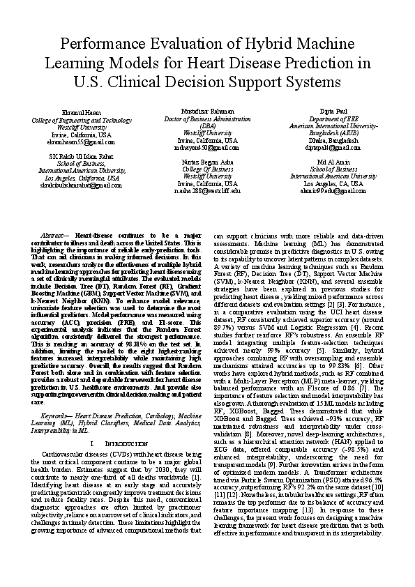 (PDF) Performance Evaluation of Hybrid Machine Learning Models for ...