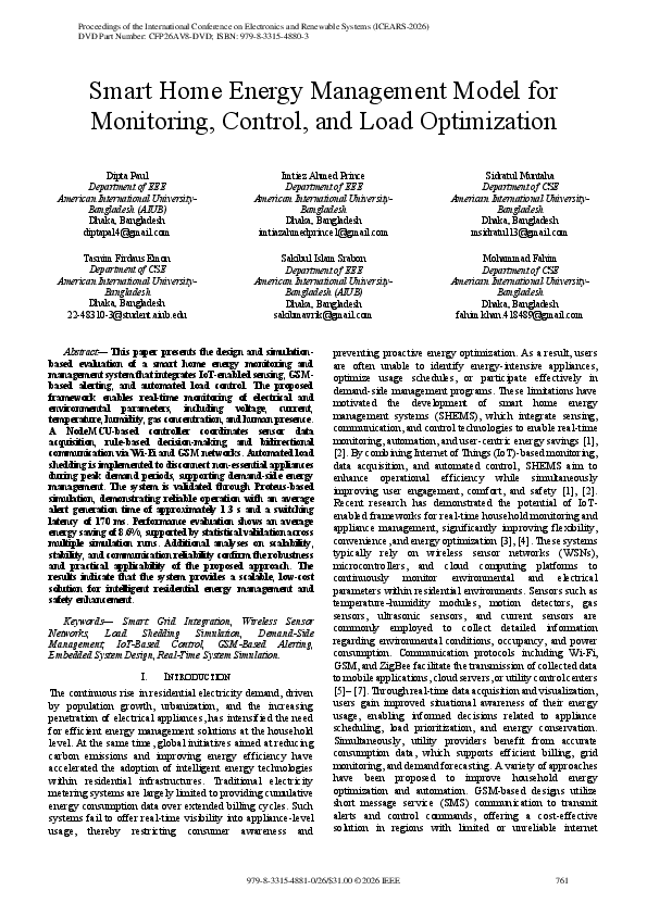 (PDF) Smart Home Energy Management Model for Monitoring, Control, and ...