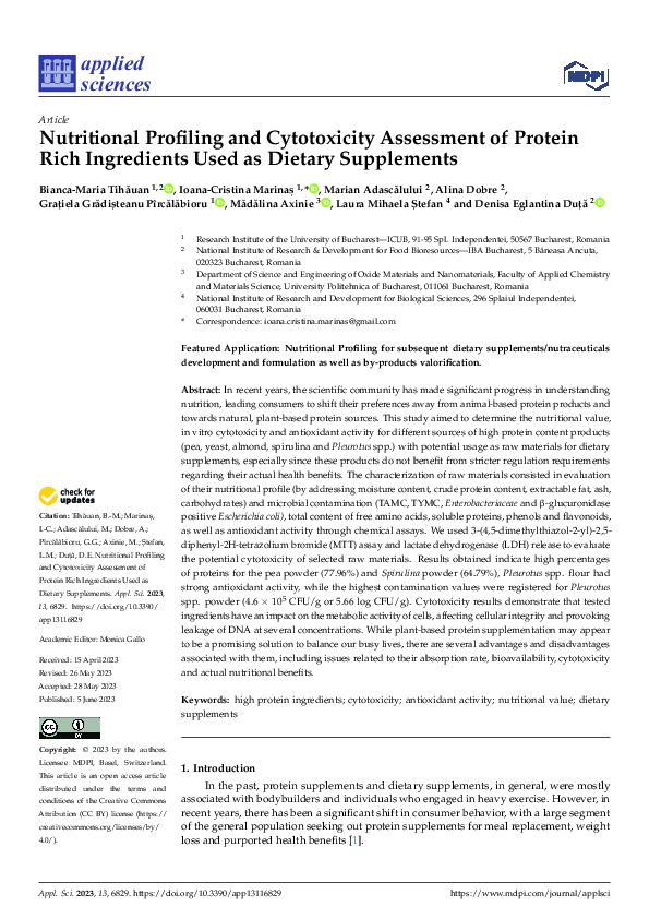 (PDF) Nutritional Profiling and Cytotoxicity Assessment of Protein Rich ...