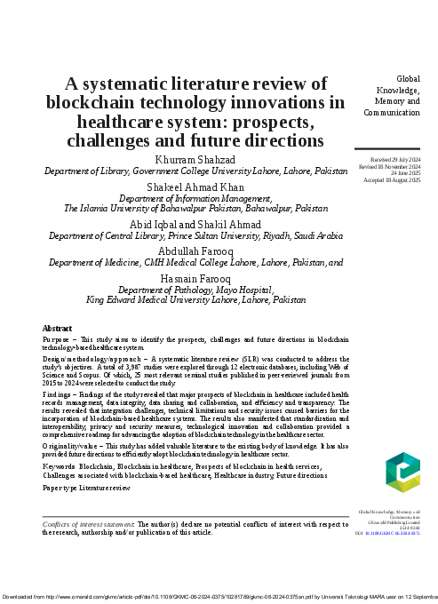 (PDF) A systematic literature review of blockchain technology ...