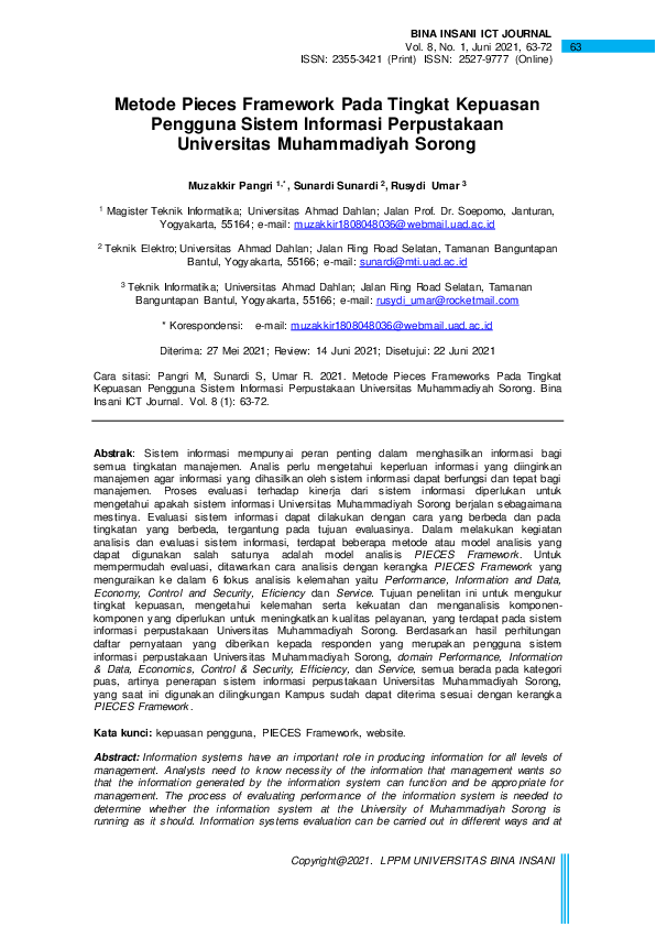 (PDF) Metode Pieces Framework Pada Tingkat Kepuasan Pengguna Sistem ...