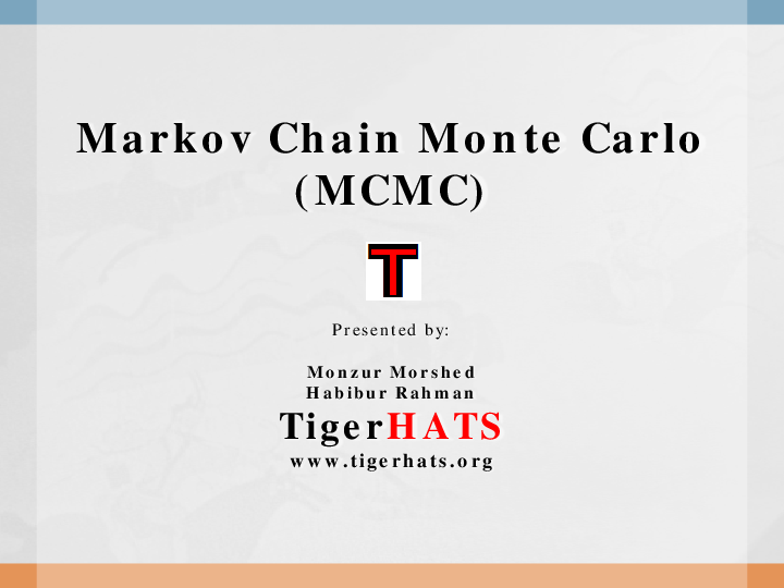 (PDF) MCMC Markov Chain Monte Carlo One of the top ten algorithms of