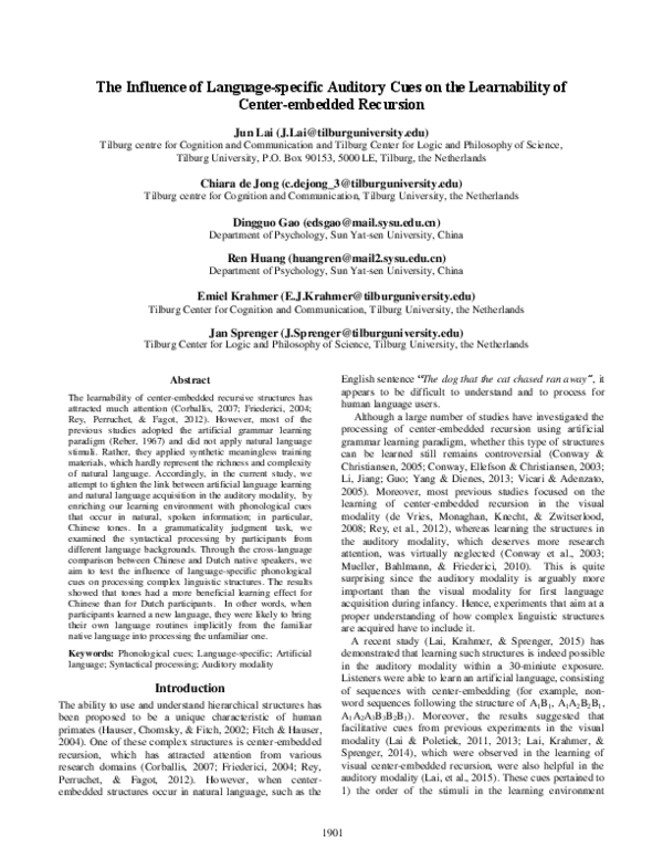 (PDF) The Influence of Language-specific Auditory Cues on the ...