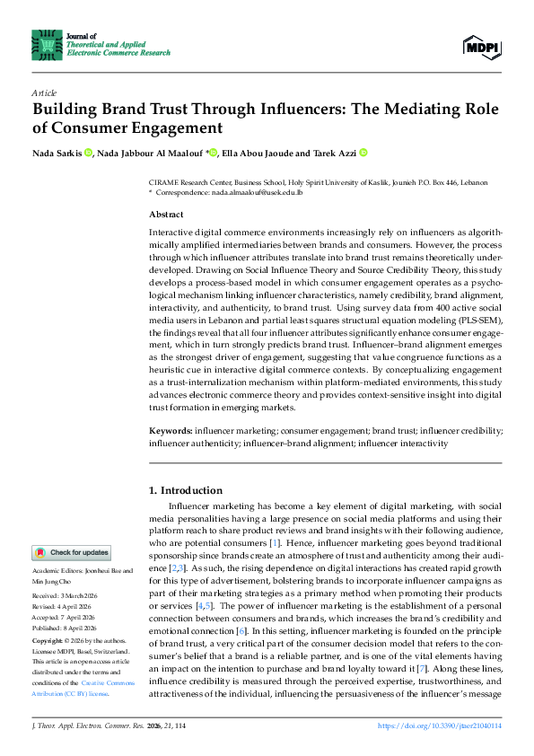 (PDF) Building Brand Trust Through Influencers: The Mediating Role of ...