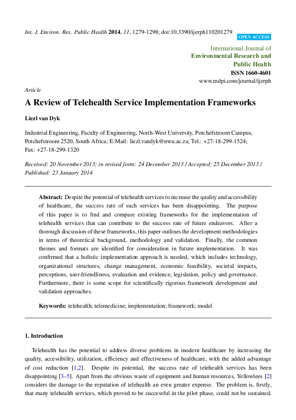 (PDF) www.mdpi.com/journal/ijerph Article A Review of Telehealth ...
