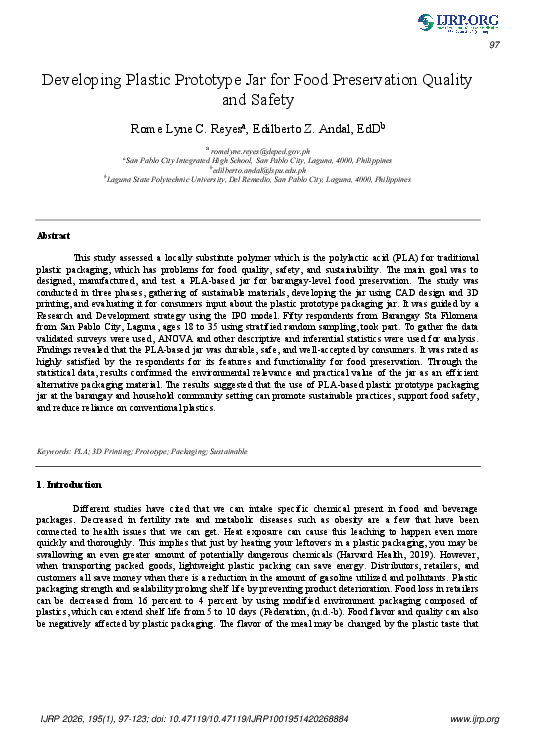 (PDF) Developing Plastic Prototype Jar for Food Preservation Quality ...