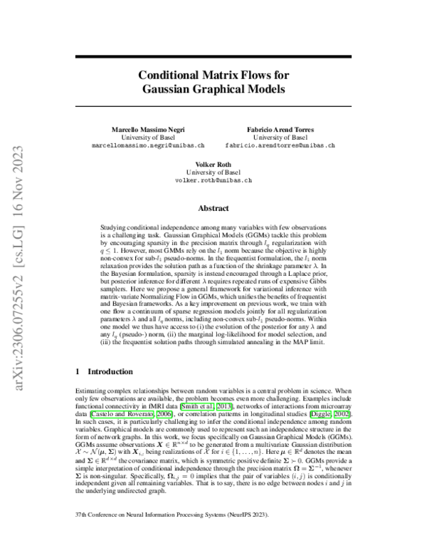 (PDF) Conditional Matrix Flows for Gaussian Graphical Models