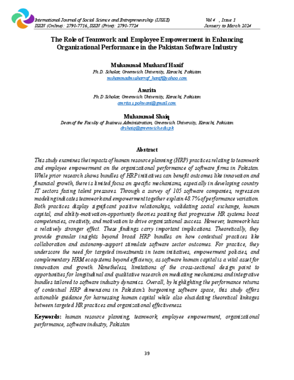 (PDF) The Role of Teamwork and Employee Empowerment in Enhancing ...