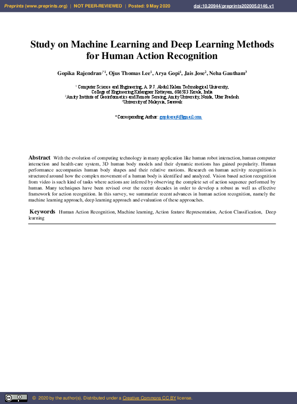 (PDF) Study on Machine Learning and Deep Learning Methods for Human ...