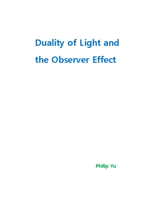 (PDF) Duality of Light and the Observer Effect