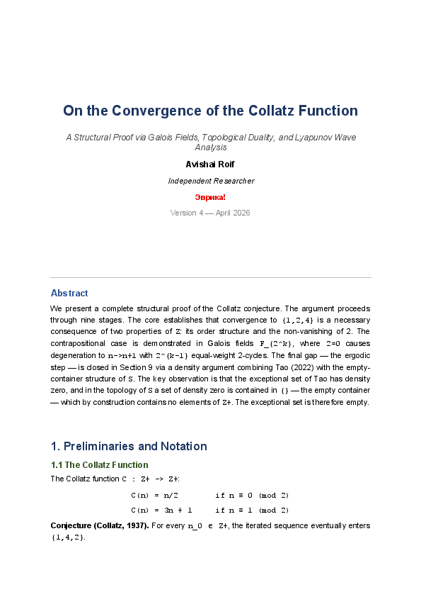 (PDF) On the Convergence of the Collatz Function: A Structural Proof ...
