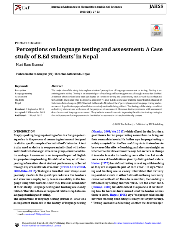 (PDF) Perceptions on language testing and assessment: A Case study of B ...