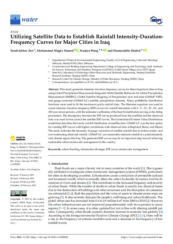 (PDF) Utilizing Satellite Data to Establish Rainfall Intensity-Duration ...