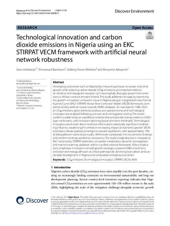 (PDF) Technological innovation and carbon dioxide emissions in Nigeria ...