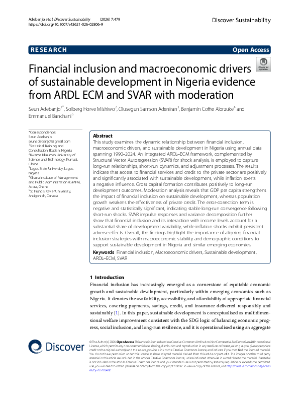 (PDF) Financial inclusion and macroeconomic drivers of sustainable ...