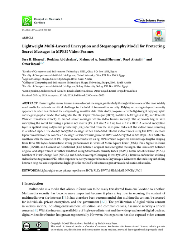 (PDF) Lightweight Multi-Layered Encryption and Steganography Model for ...