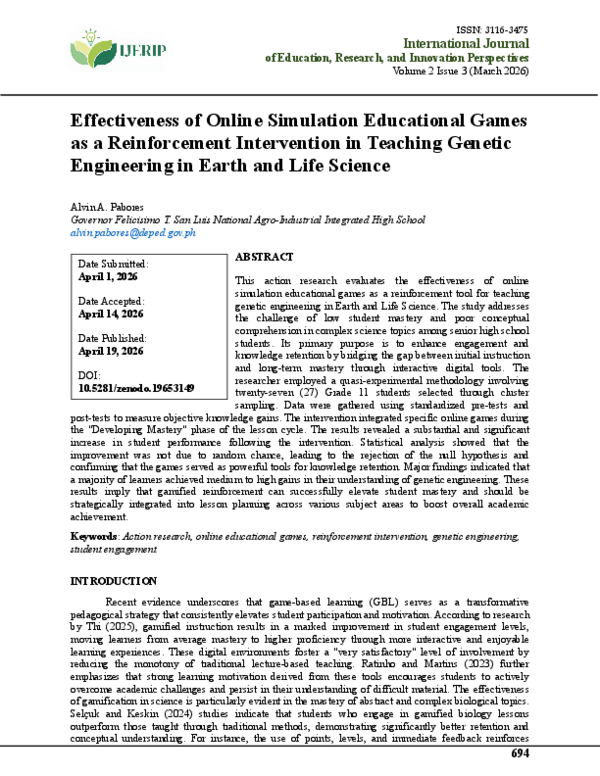 (PDF) Effectiveness of Online Simulation Educational Games as a ...