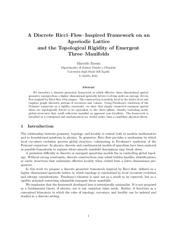 (PDF) A Discrete Ricci-Flow-Inspired Framework on an Aperiodic Lattice ...