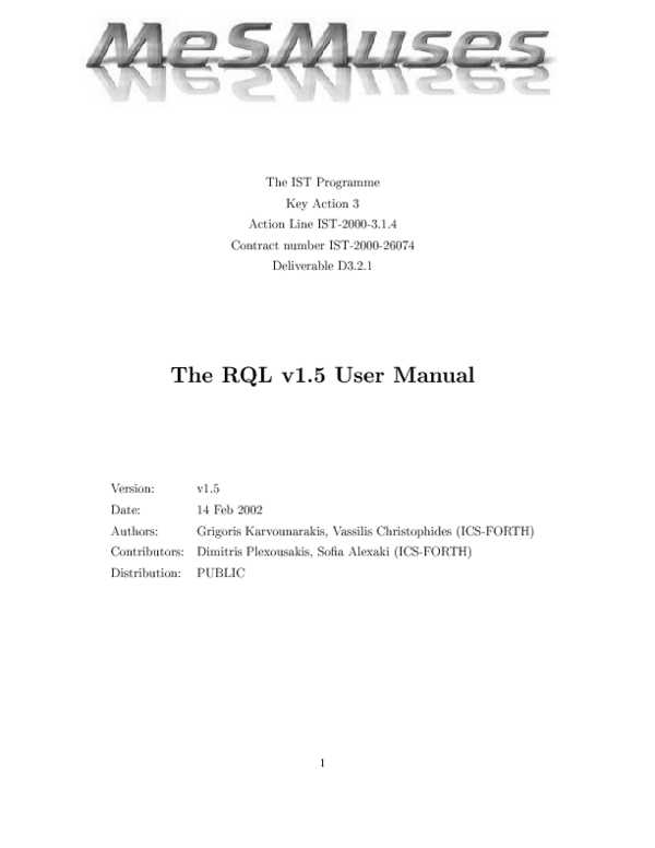(PDF) The RQL v1. 5 User Manual