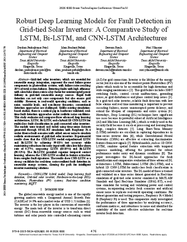 (PDF) Robust Deep Learning Models for Fault Detection in Grid-tied ...