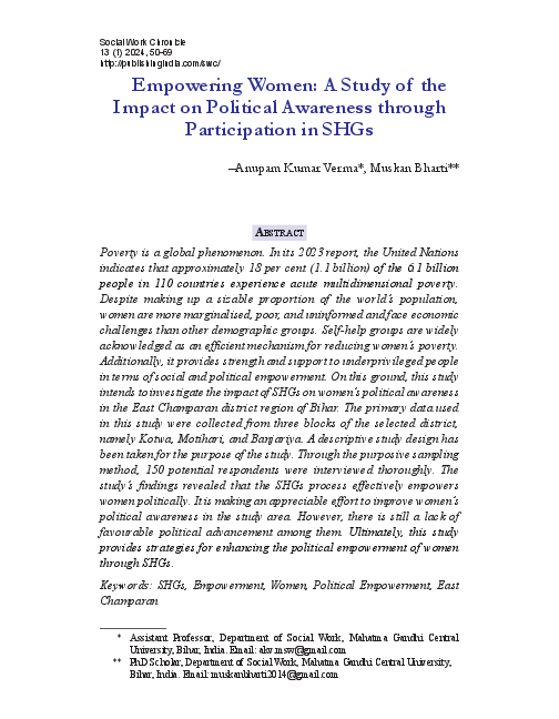 (PDF) Empowering Women: A Study of the Impact on Political Awareness ...