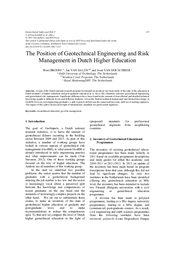 (PDF) The Position of Geotechnical Engineering and Risk Management in ...