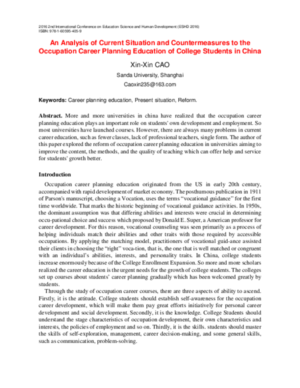 (PDF) An Analysis of Current Situation and Countermeasures to the ...