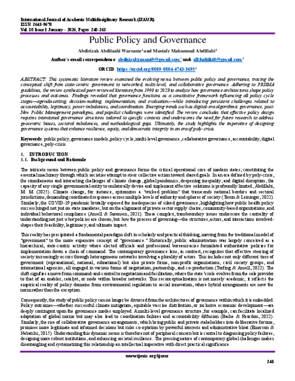 (PDF) Public Policy and Governance