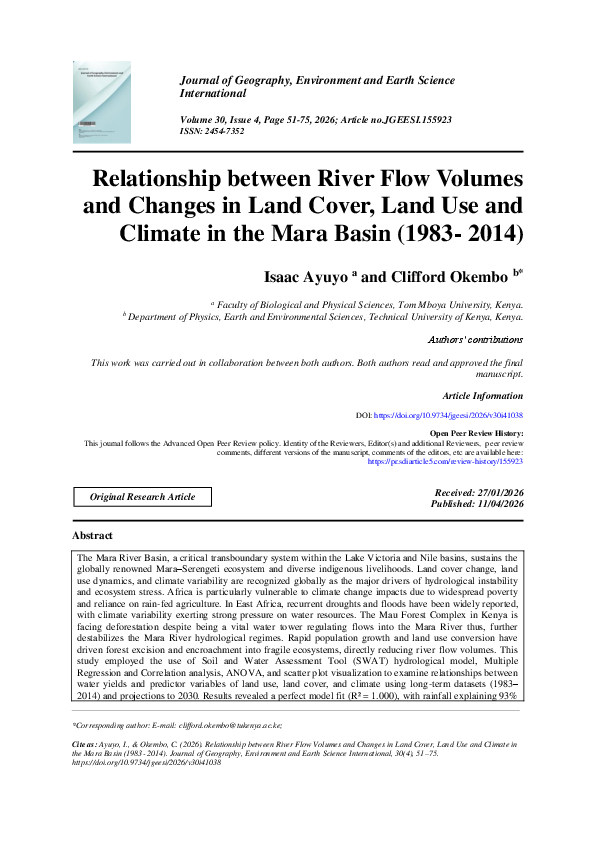 (PDF) Relationship between River Flow Volumes and Changes in Land Cover ...