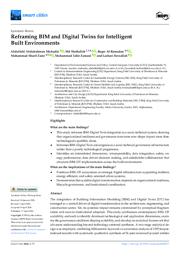 (PDF) Reframing BIM and Digital Twins for Intelligent Built Environments