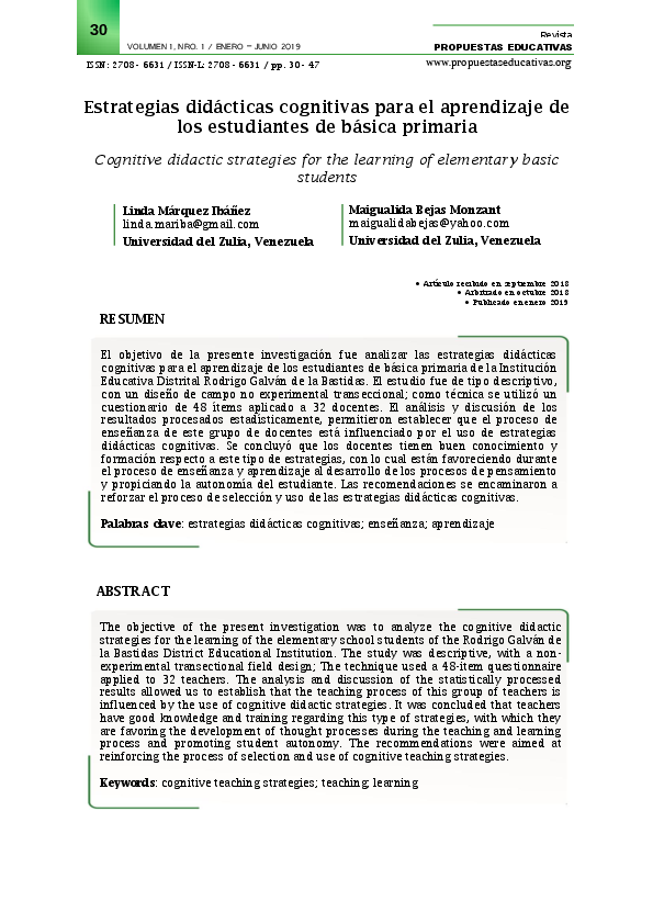 (PDF) Estrategias didácticas cognitivas para el aprendizaje de los ...